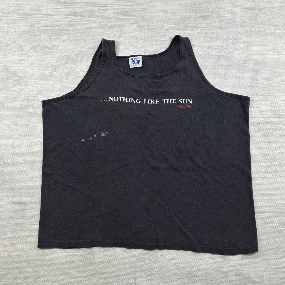 Vintage 80s Nothing Like The Sun Sting Shirt Size XL Black Tank Top Album Band